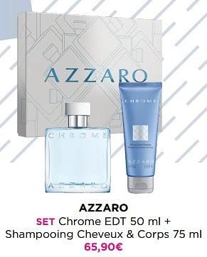 Promoties Azzaro set chrome edt + shampooing cheveux + corps - Azzaro - Geldig van 29/05/2023 tot 11/06/2023 bij ICI PARIS XL