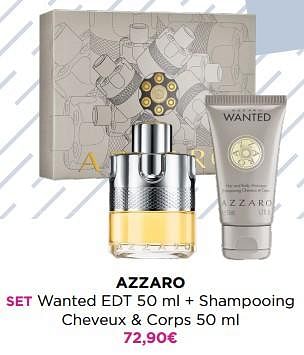 Promoties Azzaro set wanted edt + shampooing cheveux + corps - Azzaro - Geldig van 29/05/2023 tot 11/06/2023 bij ICI PARIS XL