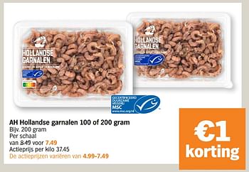 Promoties Ah hollandse garnalen - Huismerk - Albert Heijn - Geldig van 30/05/2023 tot 04/06/2023 bij Albert Heijn