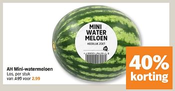 Promoties Ah mini-watermeloen - Huismerk - Albert Heijn - Geldig van 30/05/2023 tot 04/06/2023 bij Albert Heijn