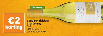 Promoties Cono sur bicicleta chardonnay - Witte wijnen - Geldig van 30/05/2023 tot 04/06/2023 bij Albert Heijn