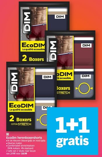 Promoties Ecodim herenboxershorts - Dim - Geldig van 30/05/2023 tot 04/06/2023 bij Albert Heijn