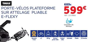 Promoties Porte-vélos plateforme sur attelage pliable e-flexy - Thule - Geldig van 25/05/2023 tot 31/03/2024 bij Auto 5