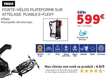 Promoties Porte-vélos plateforme sur attelage pliable e-flexy - Thule - Geldig van 25/05/2023 tot 31/03/2024 bij Auto 5