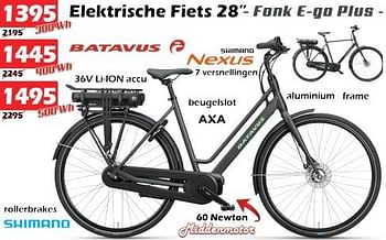 Promoties Elektrische fiets 28`` fank e-go plus - Batavus - Geldig van 29/05/2023 tot 30/06/2023 bij Itek