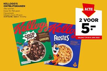 Promoties Kellogg`s ontbijtgranen chocos - Kellogg's - Geldig van 31/05/2023 tot 06/06/2023 bij Jumbo