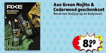 Promoties Axe green mojito + cedarwood geschenkset - Axe - Geldig van 30/05/2023 tot 11/06/2023 bij Kruidvat