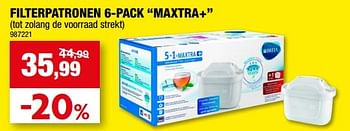 Promoties Filterpatronen 6-pack maxtra+ - Brita - Geldig van 31/05/2023 tot 11/06/2023 bij Hubo