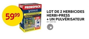 Promotions Lot de 2 herbicides herbi-press + un pulvérisateur - Edialux - Valide de 31/05/2023 à 12/06/2023 chez Brico