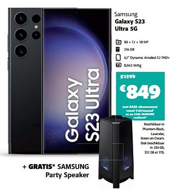 Promoties Samsung galaxy s23 ultra 5g - Samsung - Geldig van 30/05/2023 tot 29/06/2023 bij Base