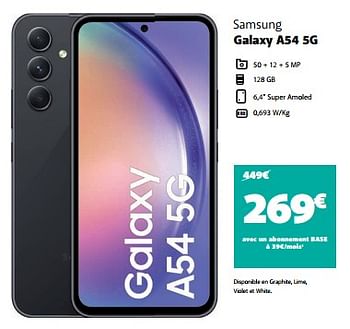 Promoties Samsung galaxy a54 5g - Samsung - Geldig van 30/05/2023 tot 29/06/2023 bij Base