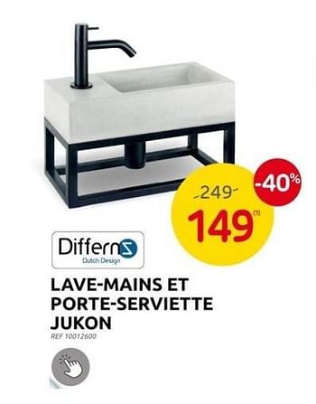 Promotions Lave-mains et porte-serviette jukon - Differnz - Valide de 31/05/2023 à 12/06/2023 chez Brico