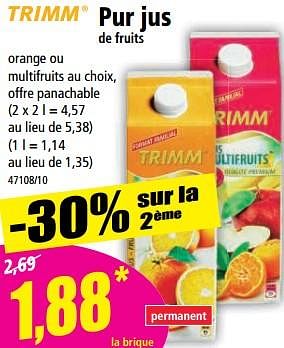 Promotions Pur jus de fruits - Trimm - Valide de 31/05/2023 à 06/06/2023 chez Norma