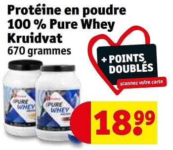Promotions Protéine en poudre 100 % pure whey kruidvat - Produit maison - Kruidvat - Valide de 30/05/2023 à 11/06/2023 chez Kruidvat