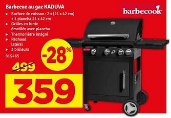 Promotions Barbecue au gaz kaduva - Barbecook - Valide de 30/05/2023 à 25/06/2023 chez Mr. Bricolage