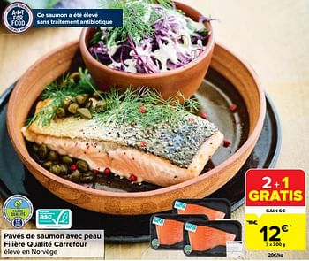 Promotions Pavés de saumon avec peau filière qualité carrefour - Produit maison - Carrefour  - Valide de 31/05/2023 à 06/06/2023 chez Carrefour