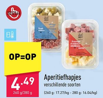 Promoties Aperitiefhapjes - Huismerk - Aldi - Geldig van 09/06/2023 tot 16/06/2023 bij Aldi