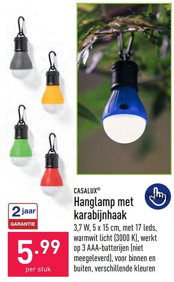 Promoties Hanglamp met karabijnhaak - Casalux - Geldig van 10/06/2023 tot 16/06/2023 bij Aldi