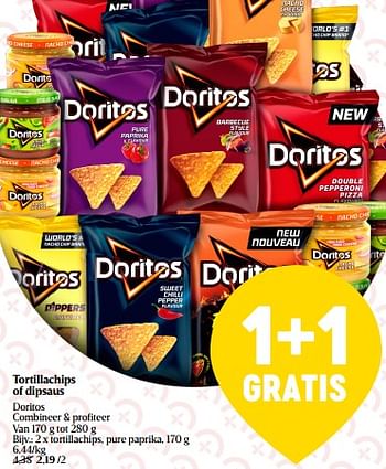 Promoties Tortillachips pure paprika - Doritos - Geldig van 01/06/2023 tot 07/06/2023 bij Delhaize