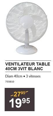 Promotions Profile ventilateur table 40cm 3vlt blanc - Profile - Valide de 01/06/2023 à 18/06/2023 chez HandyHome