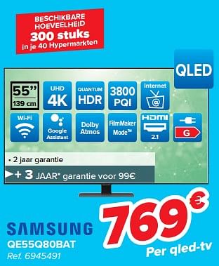 Promoties Samsung qe55q80bat - Samsung - Geldig van 31/05/2023 tot 05/06/2023 bij Carrefour