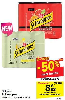 Promotions Schweppes lemon tonic - Schweppes - Valide de 31/05/2023 à 12/06/2023 chez Carrefour