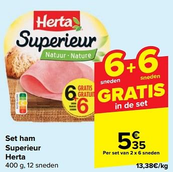 Promoties Set ham superieur herta - Herta - Geldig van 31/05/2023 tot 12/06/2023 bij Carrefour