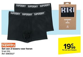Promoties Set van 2 boxers voor heren - Superdry - Geldig van 31/05/2023 tot 12/06/2023 bij Carrefour