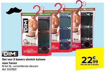 Promoties Set van 3 boxers stretch katoen voor heren - Dim - Geldig van 31/05/2023 tot 12/06/2023 bij Carrefour
