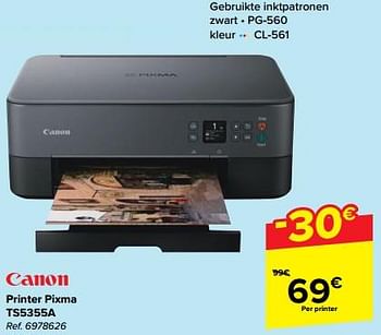 Promoties Canon printer pixma ts5355a - Canon - Geldig van 31/05/2023 tot 12/06/2023 bij Carrefour
