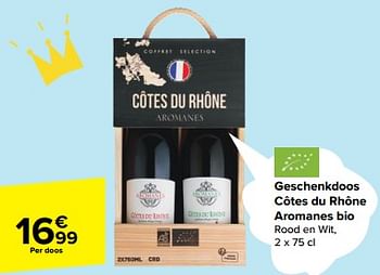 Promotions Geschenkdoos côtes du rhône aromanes bio rood en wit - Vins rouges - Valide de 31/05/2023 à 12/06/2023 chez Carrefour