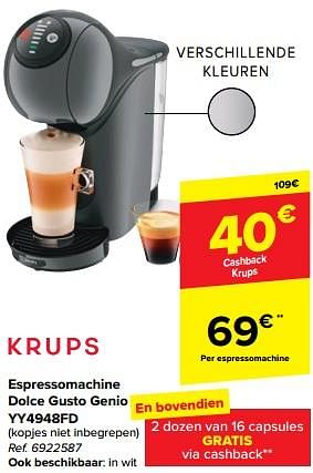 Promoties Krups espressomachine dolce gusto genio yy4948fd - Krups - Geldig van 31/05/2023 tot 12/06/2023 bij Carrefour
