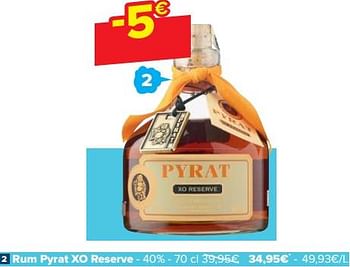 Promoties Rum pyrat xo reserve - PYRAT - Geldig van 31/05/2023 tot 12/06/2023 bij Carrefour