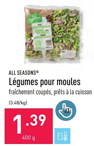 Promotions Légumes pour moules - All Seasons - Valide de 05/06/2023 à 16/06/2023 chez Aldi