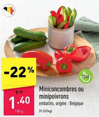 Promoties Miniconcombres ou minipoivrons - Huismerk - Aldi - Geldig van 05/06/2023 tot 10/06/2023 bij Aldi