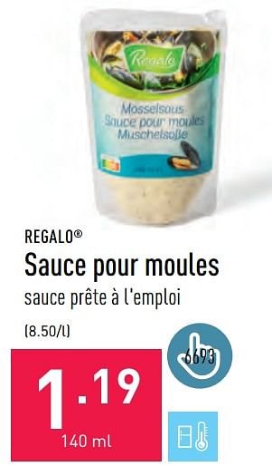 Promotions Sauce pour moules - Regalo - Valide de 05/06/2023 à 16/06/2023 chez Aldi