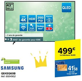 Promoties Samsung qe43q60b - Samsung - Geldig van 31/05/2023 tot 12/06/2023 bij Carrefour