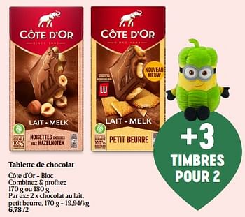 Promotions Chocolat au lait, petit beurre - Cote D'Or - Valide de 01/06/2023 à 07/06/2023 chez Delhaize