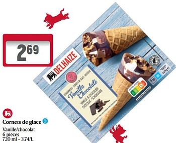 Promotions Cornets de glace vanille-chocolat - Produit Maison - Delhaize - Valide de 01/06/2023 à 07/06/2023 chez Delhaize
