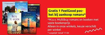 Promoties Gratis 1 feelgood pocket bij aankoop romans - Huismerk - Boekenvoordeel - Geldig van 03/06/2023 tot 11/06/2023 bij BoekenVoordeel