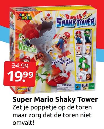 Promoties Super mario shaky tower - Epoch d'Enfance - Geldig van 03/06/2023 tot 11/06/2023 bij BoekenVoordeel