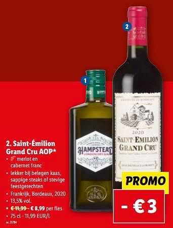 Promoties Saint-émilion grand cru aop - Rode wijnen - Geldig van 07/06/2023 tot 13/06/2023 bij Lidl