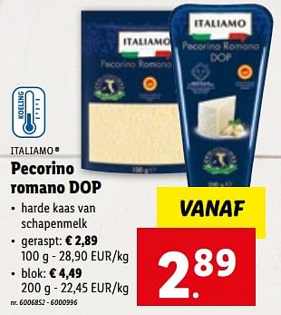 Promoties Pecorino romano dop - Italiamo - Geldig van 07/06/2023 tot 13/06/2023 bij Lidl
