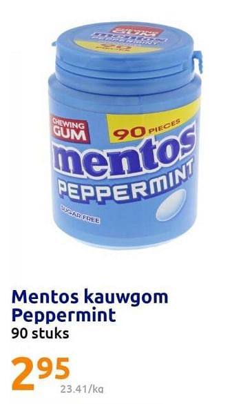 Promoties Mentos kauwgom peppermint - Mentos - Geldig van 31/05/2023 tot 06/06/2023 bij Action