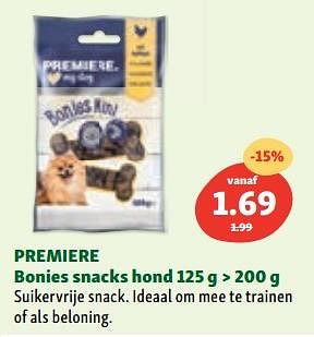 Promoties Premiere bonies snacks hond - Premiere - Geldig van 07/06/2023 tot 14/06/2023 bij Maxi Zoo