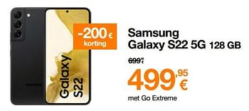 Promoties Samsung galaxy s22 5g 128 gb - Samsung - Geldig van 01/06/2023 tot 12/06/2023 bij Orange