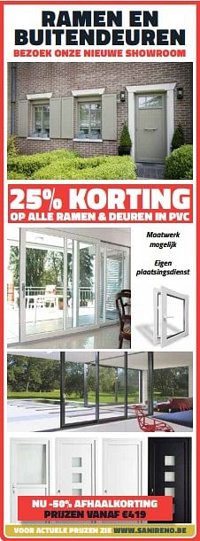 Promoties 25% korting op alle ramen + deuren in pvc - Huismerk - Bouwcenter Frans Vlaeminck - Geldig van 05/06/2023 tot 30/06/2023 bij Bouwcenter Frans Vlaeminck