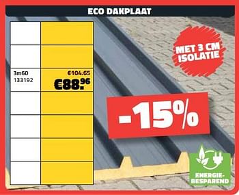 Promoties Eco dakplaat 3m60 - Huismerk - Bouwcenter Frans Vlaeminck - Geldig van 05/06/2023 tot 30/06/2023 bij Bouwcenter Frans Vlaeminck