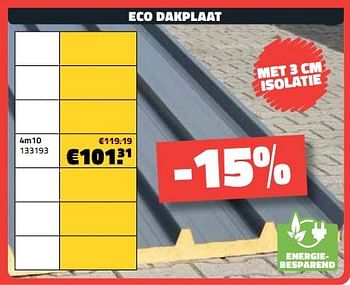 Promoties Eco dakplaat 4m10 - Huismerk - Bouwcenter Frans Vlaeminck - Geldig van 05/06/2023 tot 30/06/2023 bij Bouwcenter Frans Vlaeminck