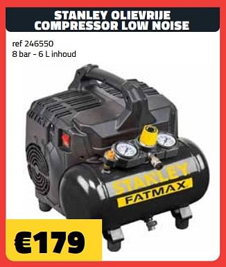 Promoties Stanley olievrije compressor low noise - Stanley - Geldig van 05/06/2023 tot 30/06/2023 bij Bouwcenter Frans Vlaeminck